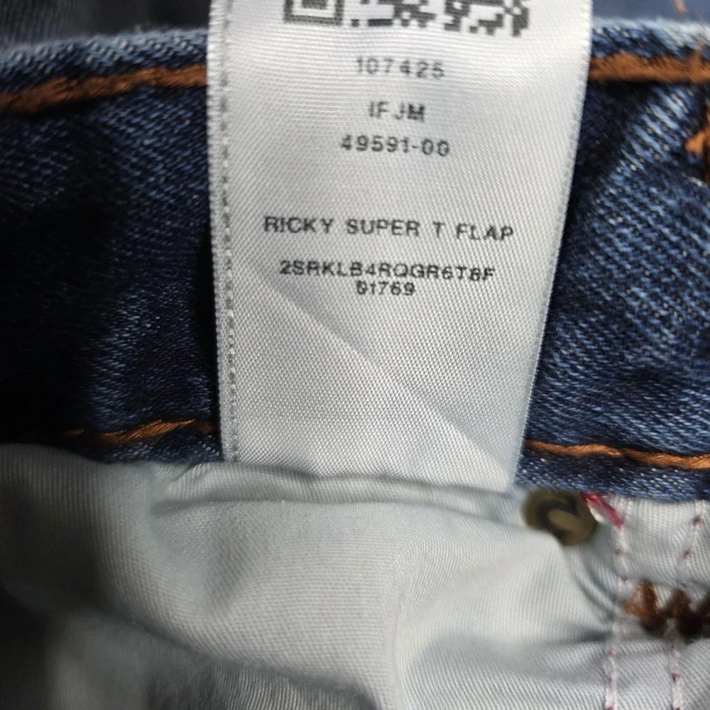 True Religion Ricky Super T Flap Jeans Size 31 Thick Red Contrast‎ Stitch USA